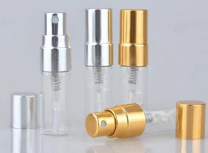 3 ml Portable Travel Refillable Glass Parfymflaska med UV Sprayer Cosmetic Pump Spray Atomizer Silver Black Gold Cap