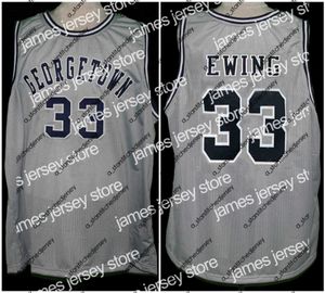 Georgetown Hoyas College Patrick Ewing # 33 Maglia da basket retrò grigia da uomo Ed personalizzata qualsiasi numero