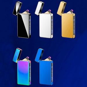 Latest Colorful Zinc Alloy ARC Lighters USB Built Battery Charging Portable Windproof Dry Herb Tobacco Cigarette Cigar Smoking Pocket Holder
