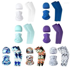 Bandanas 3pcs/set ipek soğutma kolu manşon kapak binicilik kapağı biber tam yüz maskesi çok akınlı yaz açık nefes alabilen güneş geçirmez kit