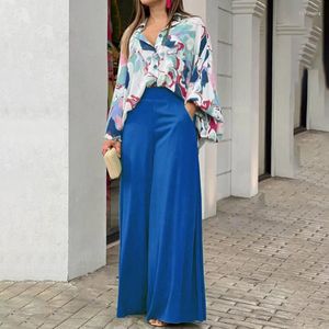 Women's Two Piece Pants Woman Clothes Suits Autumn/winter Printing Long Sleeve Wide-legged Fashion Leisure Woman's Drop Sale GHH9123