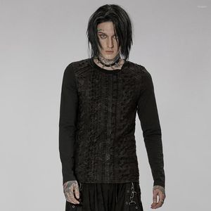 Men's T Shirts PUNKRAVE Men's Long Sleeve T-shirt Gothic Knitted Printed Daily Casual Tight Fit Wear Top