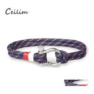 Link Chain European Buckles Survival Bracelet Horseshoe Charm Navy Style Braided Rope Paracord For Men Women Jewelry Gifts Drop Del Otd74