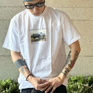 22FW DSM BEIJING専用メンズTシャツ女性クラシックボックスレター自動車自動車プリント夏の短袖