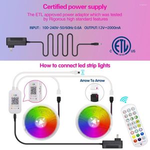 Strip Light Controllo APP compatibile con Bluetooth Ricarica colore ad alta luminosità Dimmerabile Decorazione della stanza 12V RGB Smart Ligh