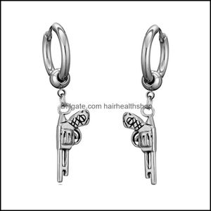 Körperkunst Gun Dangle Ohrring Hoop Korea Stil Titan Stahl Ohrclips Anti Allergie Herren Punk Schmuck Drop Lieferung Gesundheit Schönheit Ta Dhswg