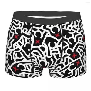 Underbyxor Keith Abstract Geometric Boxer Shorts för Homme 3D Tryckt Haring Dancer Graffiti Art Underwear Panties Briefs Soft