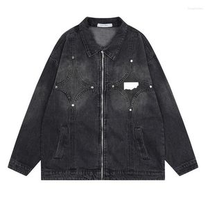 Herrjackor hej street svart tv￤ttad casual denim v￥r h￶st streetwear jeans outwear coat f￶r manlig lappt￤cke