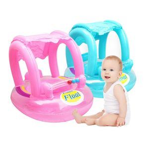 Life Vest Buoy Safe uppblåsbara Baby Kids Swimming Ring PVC Spädbarn Simning Float Boat Justerbar Sunshade Seat Fun Pool Toys T221214