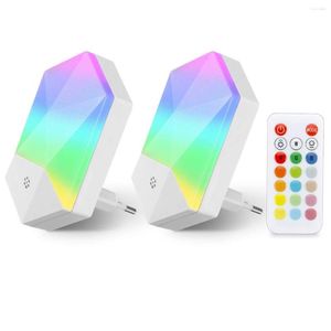 Night Lights RGBW LED Light Crystal Shape 16 Colors RGB Warm White With Remote 6M Control EU US Plug In For Baby Kid Room Bedroom
