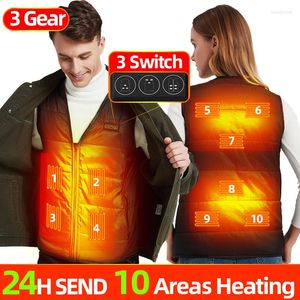 Men's Vests USB Charging Heated Vest Men Winter Warming Electric Thermal Jacket Smart Self Heating Women V Neck Washable Unisex