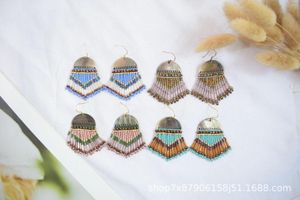 Dangle Earrings Fringe Hand Knitting Bohemia Shell Retro Fashion Simple Geometry Alloy Ma'am Rice Bead