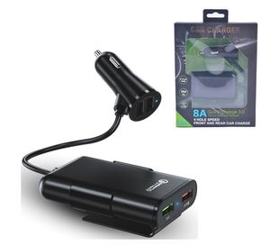 Carregadores de telefone celular Universal Car Front e traseiro Charger Fast com cabo de 6 p￩s QC3.0 48W 9.6a 4 Portas de carregamento r￡pido USB Carga de carro inteligente 2.4a 3.1a