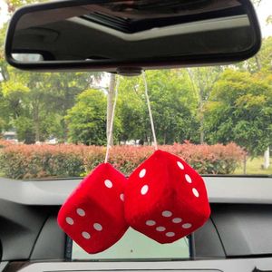 Interior Decorations Car Pendant Hanging Ornament Dice Velvet Plush New Year Gifts Rear View Mirror Goods Styling T221215