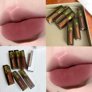 Lip Gloss Brown Liquid Lipstick Matte Cosmetic Glaze Long Lasting Tint Waterproof 6 Color Non-stick Cup Lipgloss Makeup
