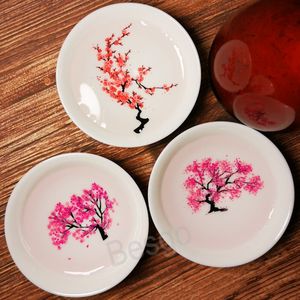 Cold Temperature Color Changing Flower Wine Cup Hot Water Change Flowers Colors Tea Cups Ceramic Sakura Peach Blossom Cups BH8133 TQQ