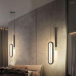Pendant Lamps Modern Ring Bedroom Bedside Lamp With Spotlight Kitchen Island Restuarant Bar Suspension Hanging Light