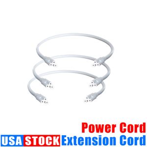 US Plug Led Tube Power Cable Corded Electric with built-in ON OFF Switch Integrated Wire Cable Extender White 1FT 2FT 3.3FT 4FT 5FT 6FT 6.6 FT 100 Pack Crestech