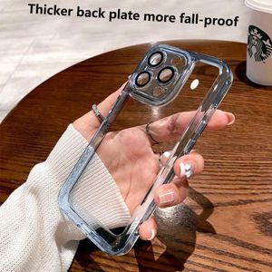 Luxury Lens Glass Film Camera Protective Cases Space Transparent Clear Arcylic Thicker Plate for iPhone 14 13 12 11 Pro Max Soft Sock Proof Cover