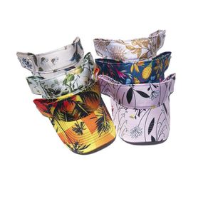 10pcs Spring Sun Hat Flower Print Exprent Top Hat Bent Visor Visor Varm