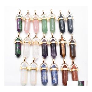 Konst och hantverk Natural Stone Mixed Charms Hexagonal Healing Reiki Point Pendants for Jewelry Making Sports2010 Drop Delivery Home GA DHUHV