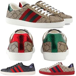 2023 homens homens tênis sapatos de moda casual Snake chaussures tênis de couro Ace Bee Borderys Stripes Sapas Treinadores de esportes para homens que andam Tiger 36-45