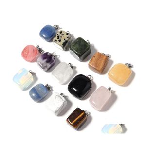 Arts And Crafts Square Cubic Natural Stone Charms Chakra Healing Rose Quartz Lapis Amethysts Pendant Diy Necklace Earrings Jewelry M Dhbuz