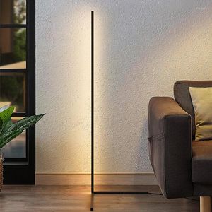 Lâmpadas de chão minimalista nórdico Modern LED Light Quarto de jantar Decoram a cabeceira do estudo Reading Black Stand Lamp Decor