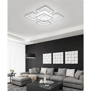 Luzes de teto Ganeed Modern Light LED lustre de montagem Forma quadrada branca para sala de estar quarto 60w/legal