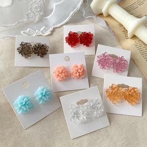 Stud Earrings 2022 Korean Irregular Flower Transparent Resin Women Clear Orange White Summer Jewelry Gift