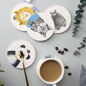 Table Mats Inyahome Animal Coasters For Drinks Absorbent Ceramic Stone Cup Marble Anti Scratch Cork Base Wooden Coffee Bar