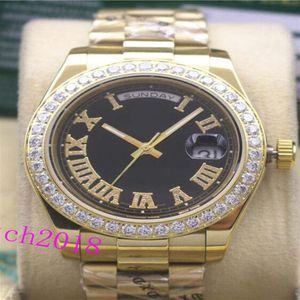 Luxury Watch Mens 18kt Gold Date Black Dial Roman 118348 Diamond Bezel 41mm Automatic Fashion M￤rke Herrklocka Arvur258v