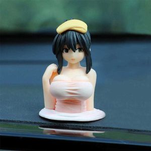 Interior Decorations Chest Shaking Girl Car Dashboard Decorations Posing Mini Bobbleheads Dolls For Car Dashboard Funny Valentines Day Gifts Decor T221215