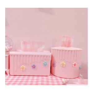 Tissue Boxes Napkins Pink Box For Removable Roll Paper Small Flower Containers Towel Dispenser Kitchen Holder Drop Delivery Home G Otyvp