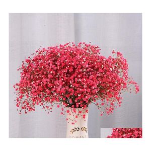 Decorative Flowers Wreaths 50Cm Immortal Gypsophila Dried Flower Real Touch Home Decor Wedding Decoration Bride Holding Bundle Dro Otb1L