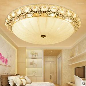 Plafoniere Lampada di cristallo rotonda dorata in stile europeo Camera da letto Sala da pranzo Studio Cucina Illuminazione a LED Corridoio Corridoio
