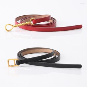 Cintos Real Cowskin Leather Belt Fashion Buckle Retro Ladies Thin Genuine for Women Wild Jumpsuit Ceinture