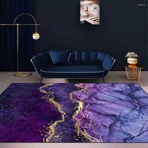 Tapetes carpet de estar moderna sala de estar azul roxo dourado abstrato decoração de luxo decoração de casas de luxo não deslizam o piso quarto corredor de salão de sala de estar tapetes