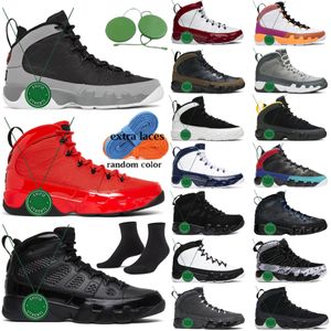 Jumpman 9 og erkek basketbol ayakkabıları 9s ateş kırmızı parçacık gri racer üniversite mavi altın yetiştirme patent antrasit erkek eğitmenleri açık spor spor ayakkabıları 13