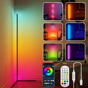 Golvlampor lampa LED -strip Light RGBIC Coloful SMD Bluetooth Control Bedside Standing For Living Room Bedroom Decoration 15W