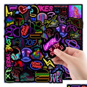 Parmak Oyuncaklar Karikatür Neon Işık Graffiti Stickers Araba Gitar Motosiklet Lage Bavul Diy Killasik Oyuncak Çıkartma Çıkarma Çocuk DHS DROP DHANO