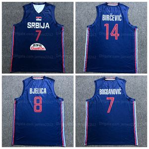 Custom 7# Bogdan Bogdanovic Serbia Basketball Jersey 8# Nemanja Bjelica 14# Bircevic Stampato qualsiasi numero Numero Numero XS-4XL