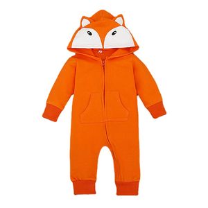 Ny vårhöst jumpsuits baby rompers söt tecknad räv spädbarn flicka pojke romper barn baby kläder kläder