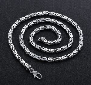 Link Chain Naszyjniki Plecione Węzły Teksturowane Srebro próby 925 Linki Naszyjnik 50 55 60 65 cm Gotyckie punkowe Łańcuchy Handmade Fine Jewelry Akcesoria Prezenty dla Mężczyzn Kobiety