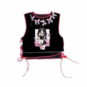 Canotte da donna Y2k Fashion Gothic Top Black Crop Sexy Streetwear Accessori Butterfly Lace Cami