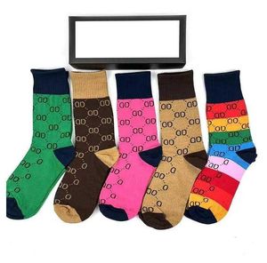 Projektant Mens dams Fashion Socks Five Pair Luxe Sport Sport Winter Letter Printed Sock Hafdery Cotton Man Woman