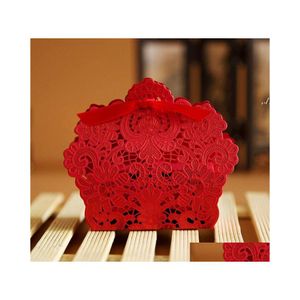 Gift Wrap Laser Cut Hollow Lace Flower White Gold Red Candy Box Wedding Party Sweets Favor Favors Boxes RRD11381 Drop Delivery Home Otuoi