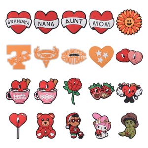 2023 bad bunny lover give Sweet Romantic Valentine Day Charms PVC Croc Shoe and Wristband Buckles Accessories red heart gift for friend sunflower