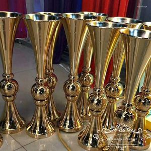 Party Decoration Arrival Elegant Trumpet Vases Table Centerpiece Wedding Decorations Gold Silver Metal Flower Vase