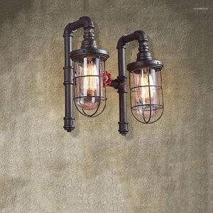 Wall Lamps Modern Industry Loft Retro Iron Water Pipe Lamp For Cafe Restaurant Imitation Bird Cage Explosion-Proof Glass Aisle Lights